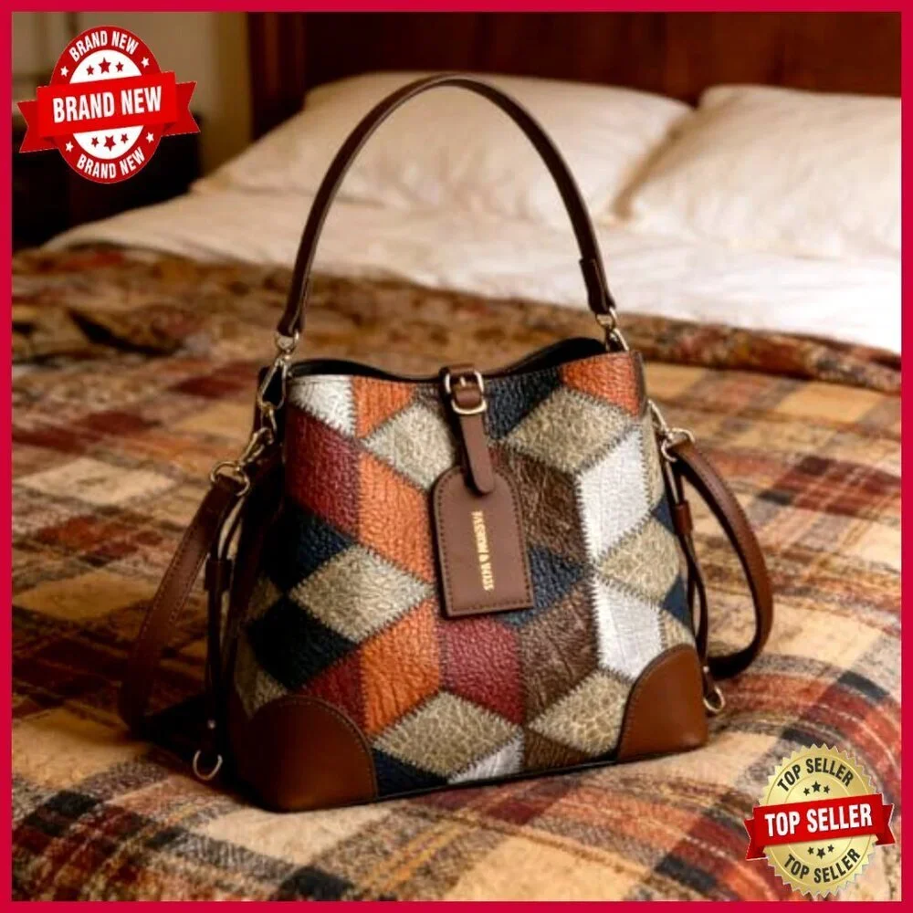 Retro Hobo Handbag with Adjustable Straps, Multiple Pockets, Fits iPad Mini